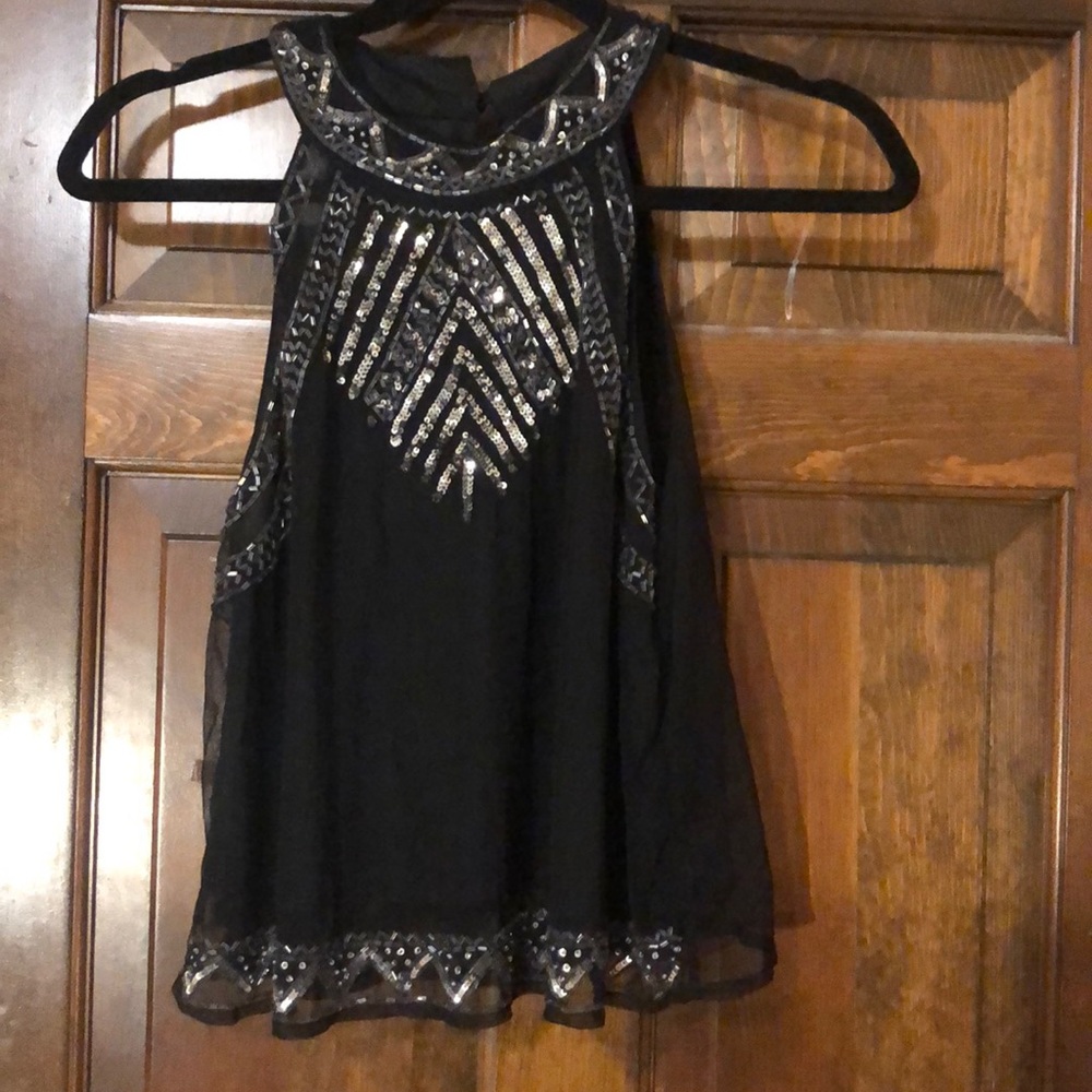 Black Beaded Halter Tank!
